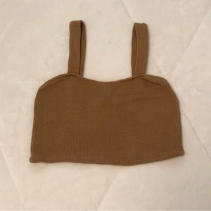 Pull & Bear Tan Knit Crop Top